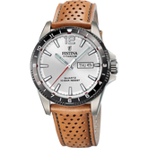 Relógio festina titanium f20699/1 prata cinza pulsera de couro, homem