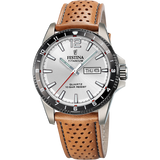 Relógio festina titanium f20699/1 prata cinza pulsera de couro, homem