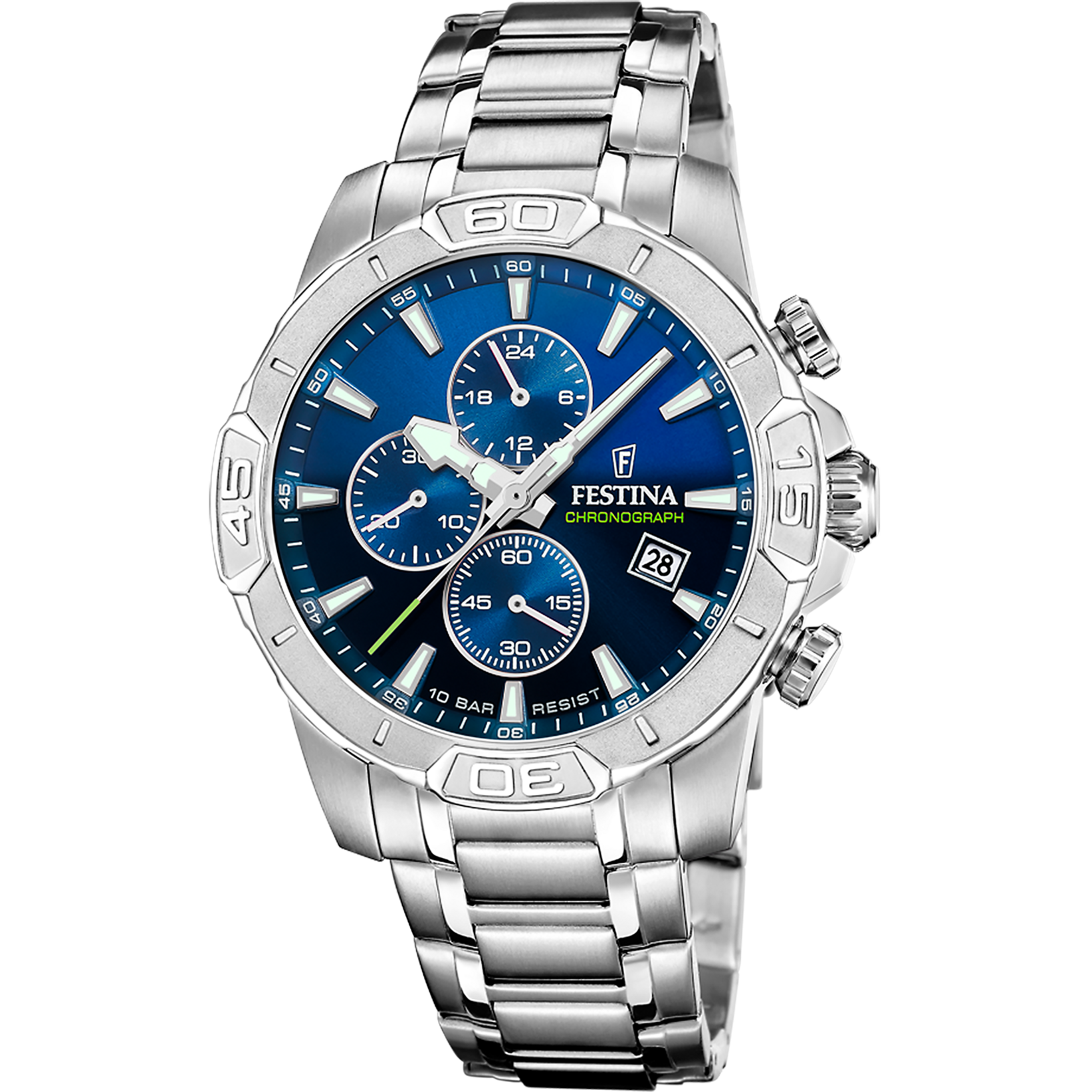 Relógio festina timeless chronograph f20704/4 azul pulsera de de aço inoxidável, homem_PRODUCT