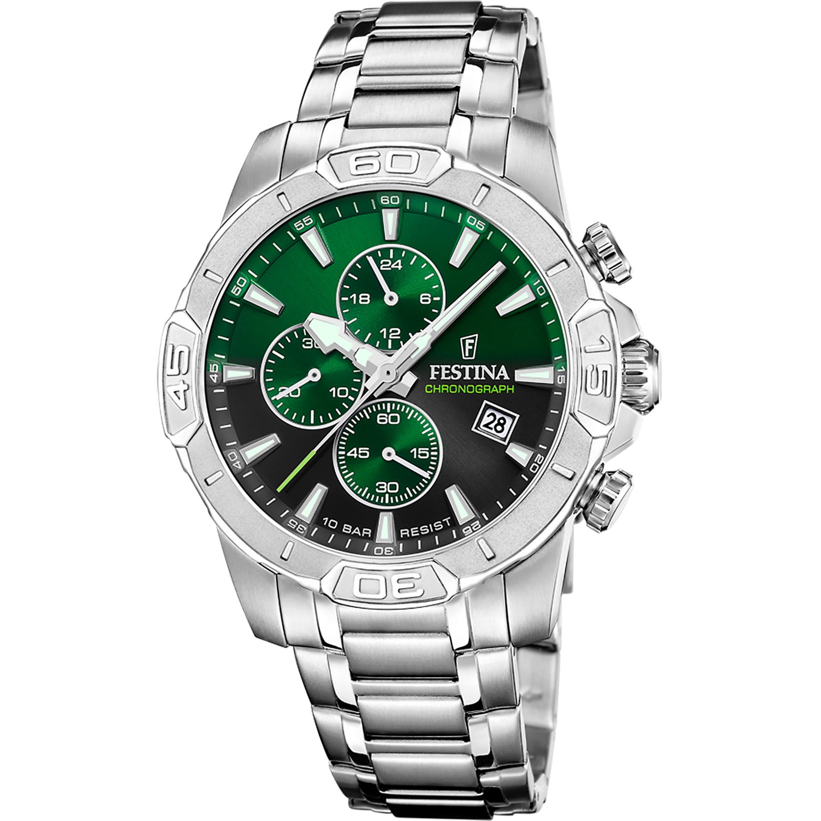 Relógio festina timeless chronograph f20704/5 verde pulsera de de aço inoxidável, homem_PRODUCT