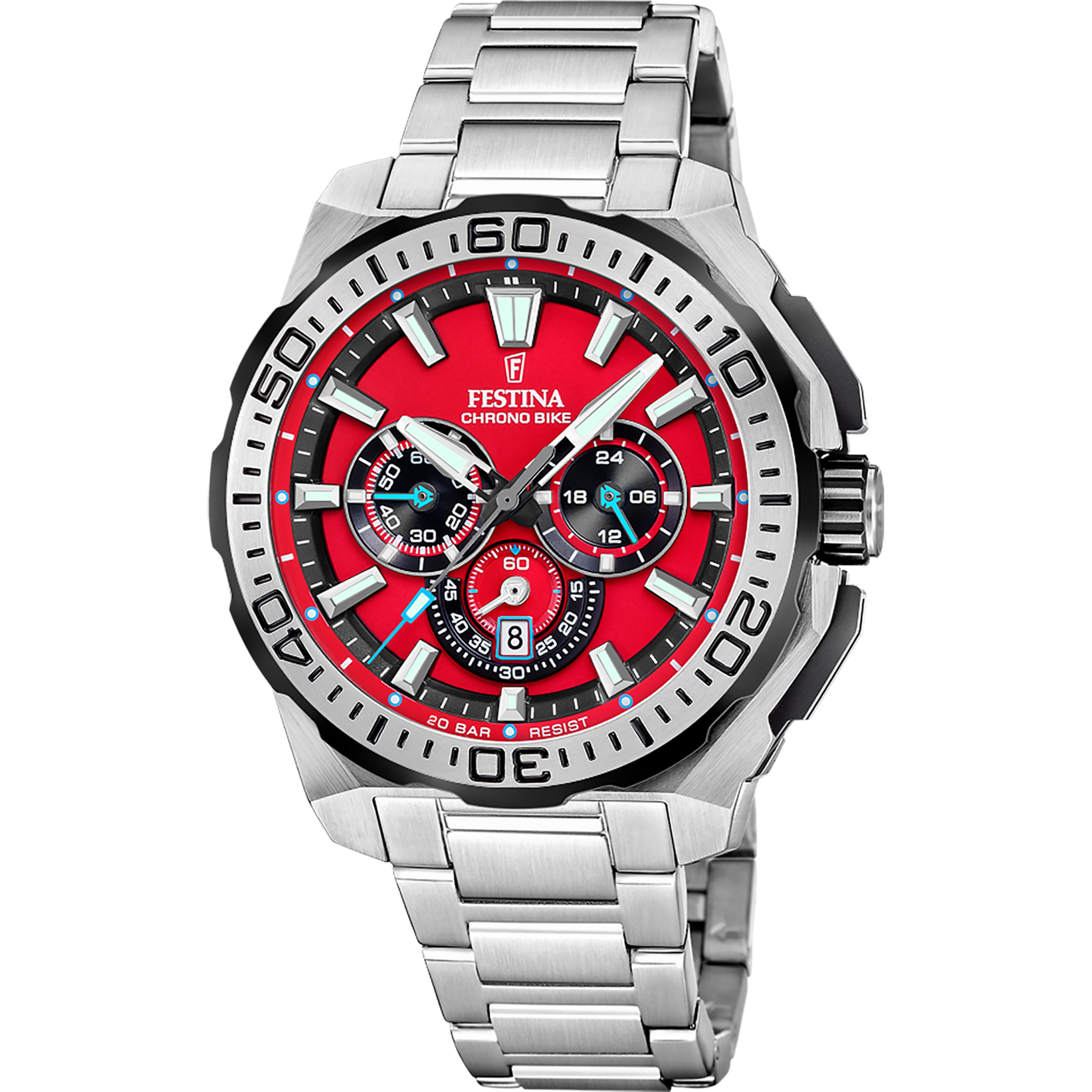 Relógio masculino festina chrono bike f20724/5 preto pulseira de aço_PRODUCT