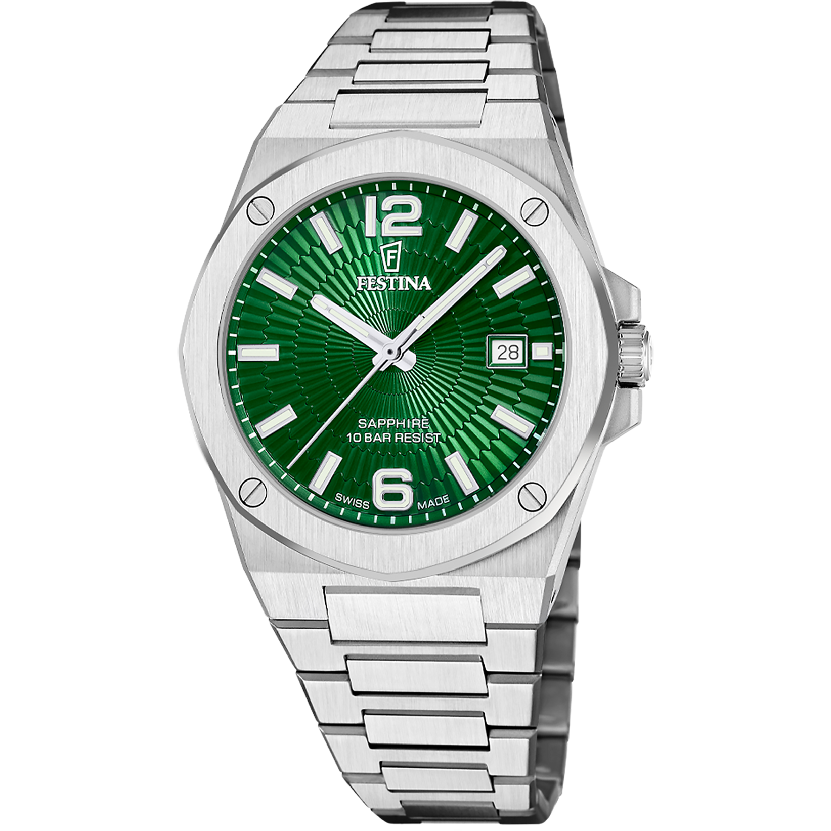 Relógio festina swiss made vallée f22000/3 verde pulsera de de aço inoxidável, homem_PRODUCT
