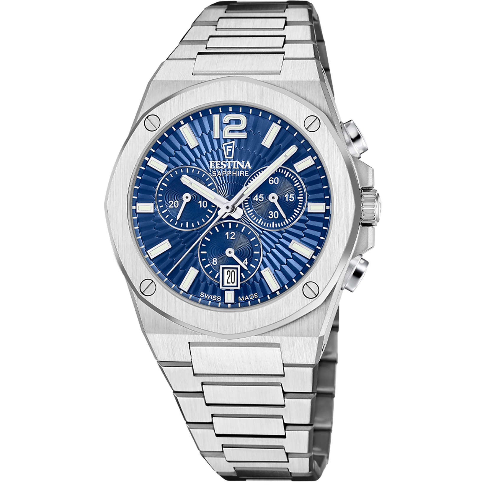 Relógio festina swiss made vallée f22002/2 azul pulsera de de aço inoxidável, homem_PRODUCT