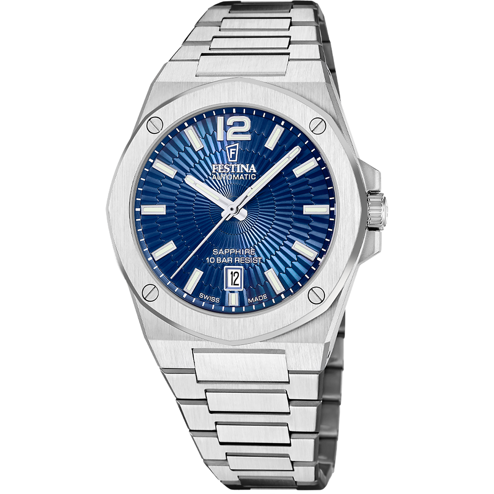 Relógio festina swiss made automatic f22004/2 azul pulsera de de aço inoxidável, homem_PRODUCT