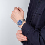 Relógio festina timeless chronograph f6854/6 azul com correia de aço, masculino