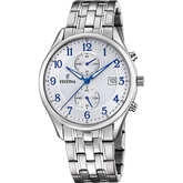 Relógio festina timeless chronograph f6854/a branco pulsera de 316l de aço inoxidável, homem