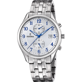 Relógio festina timeless chronograph f6854/a branco pulsera de 316l de aço inoxidável, homem