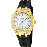 Relógio jaguar swiss made j1018/2 bege pulsera de borracha, mulher