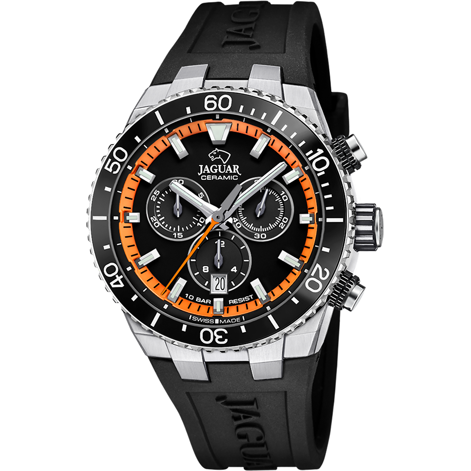 Relógio jaguar swiss made ceramic j1021/4 preto pulsera de borracha, homem_PRODUCT