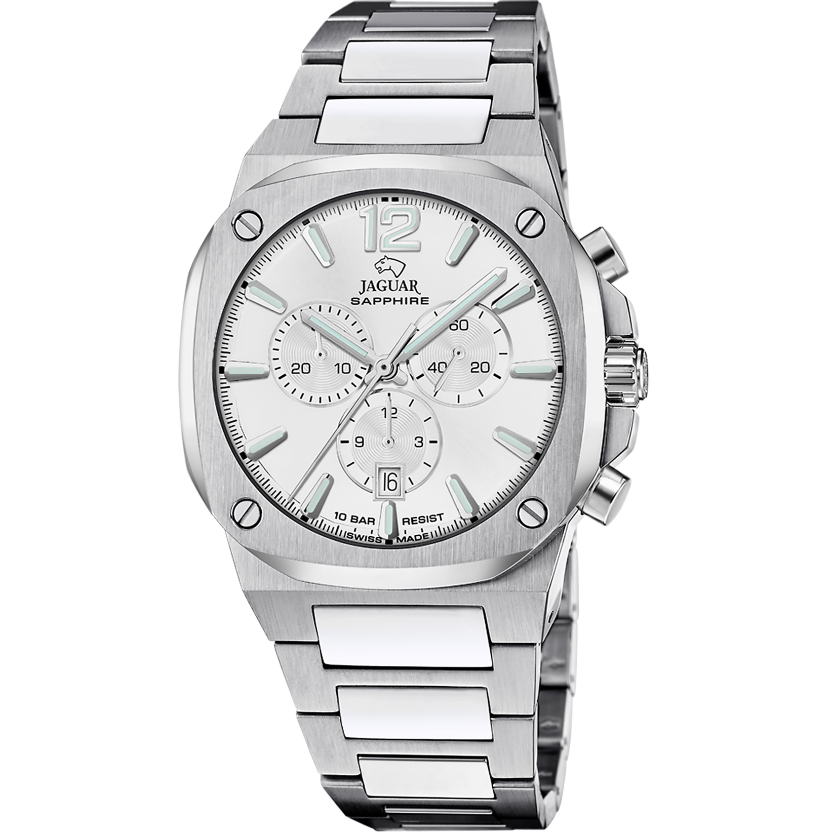 Relógio jaguar swiss made j1025/4 prata cinza pulsera de 316l de aço inoxidável, homem_PRODUCT