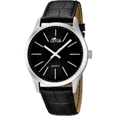 Relógio lotus minimalist 15961/3 preto pulsera de couro, homem