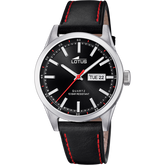 Relógio lotus classic steel 18671/4 preto pulsera de couro, homem