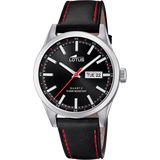 Relógio lotus classic steel 18671/4 preto pulsera de couro, homem