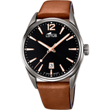 Relógio lotus chrono 18685/2 preto pulsera de couro, homem
