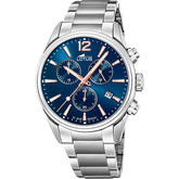Relógio lotus chrono 18690/2 azul pulsera de aço, homem