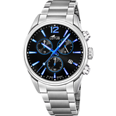 Relógio lotus chrono 18690/6 preto pulsera de 316l de aço inoxidável, homem