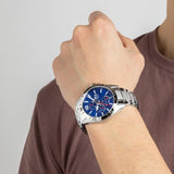 Relógio lotus 18812/1 azul pulsera de 316l de aço inoxidável, homem