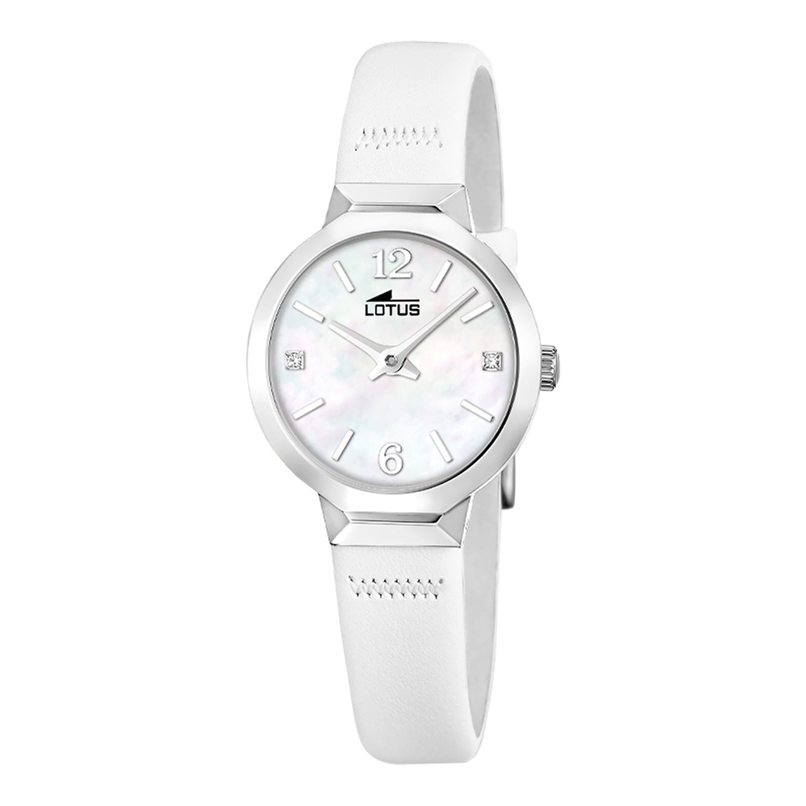 Relógio feminino lotus old money 19027/1 com mostrador madrepérola e cinturão de couro branco_PRODUCT