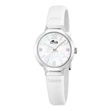 Relógio feminino lotus old money 19027/1 com mostrador madrepérola e cinturão de couro branco_PRODUCT