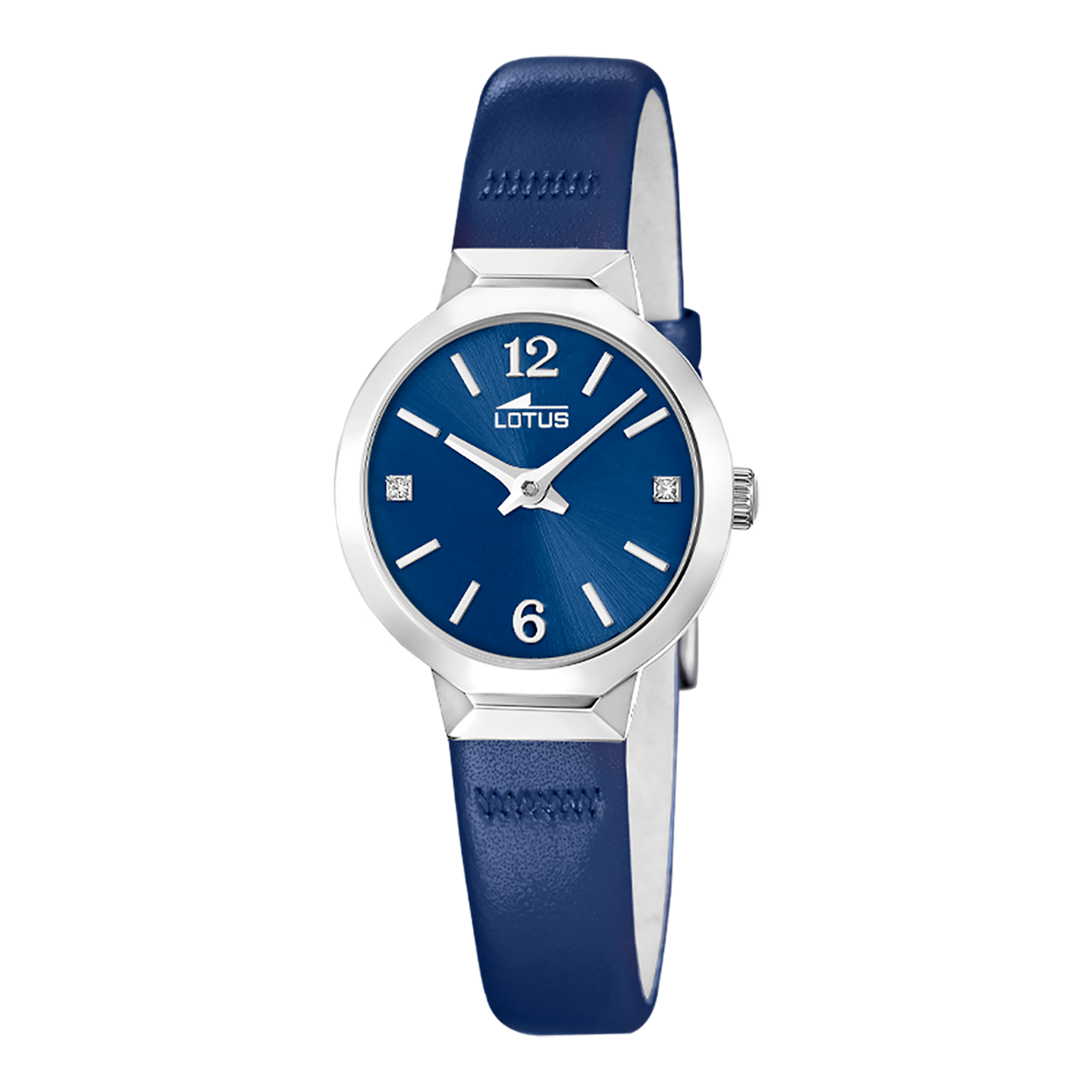 Relógio feminino lotus old money 19027/4 com mostrador azul escuro e cinturão de couro_PRODUCT