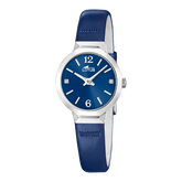 Relógio feminino lotus old money 19027/4 com mostrador azul escuro e cinturão de couro_PRODUCT