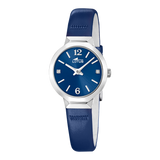 Relógio feminino lotus old money 19027/4 com mostrador azul escuro e cinturão de couro_PRODUCT