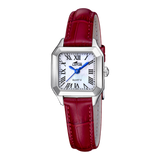 Relógio feminino lotus old money 19035/2 com mostrador prateado e cinturão de couro bordeaux_PRODUCT