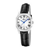 Relógio feminino lotus old money 19044/1 com mostrador prateado e cinturão de couro preto_PRODUCT