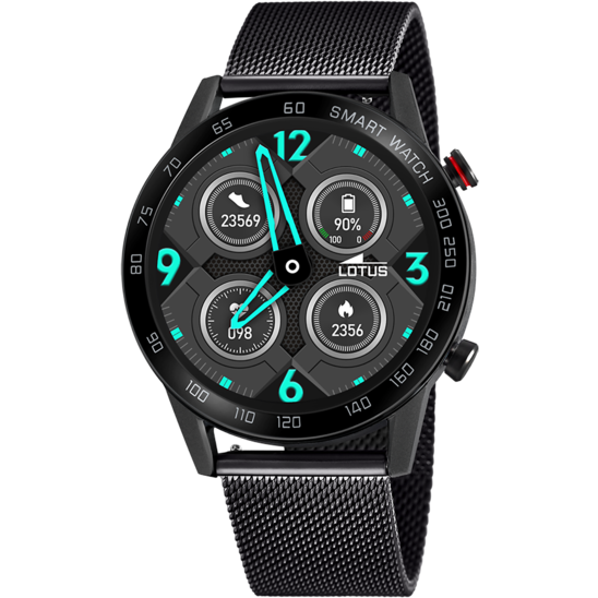 Smartwatch lotus 50018/1 com pulseira de aço inoxidável 316l, bluetooth, masculino