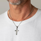 Colar cruz lotus style men in black ls2105-1/2 aço, homem