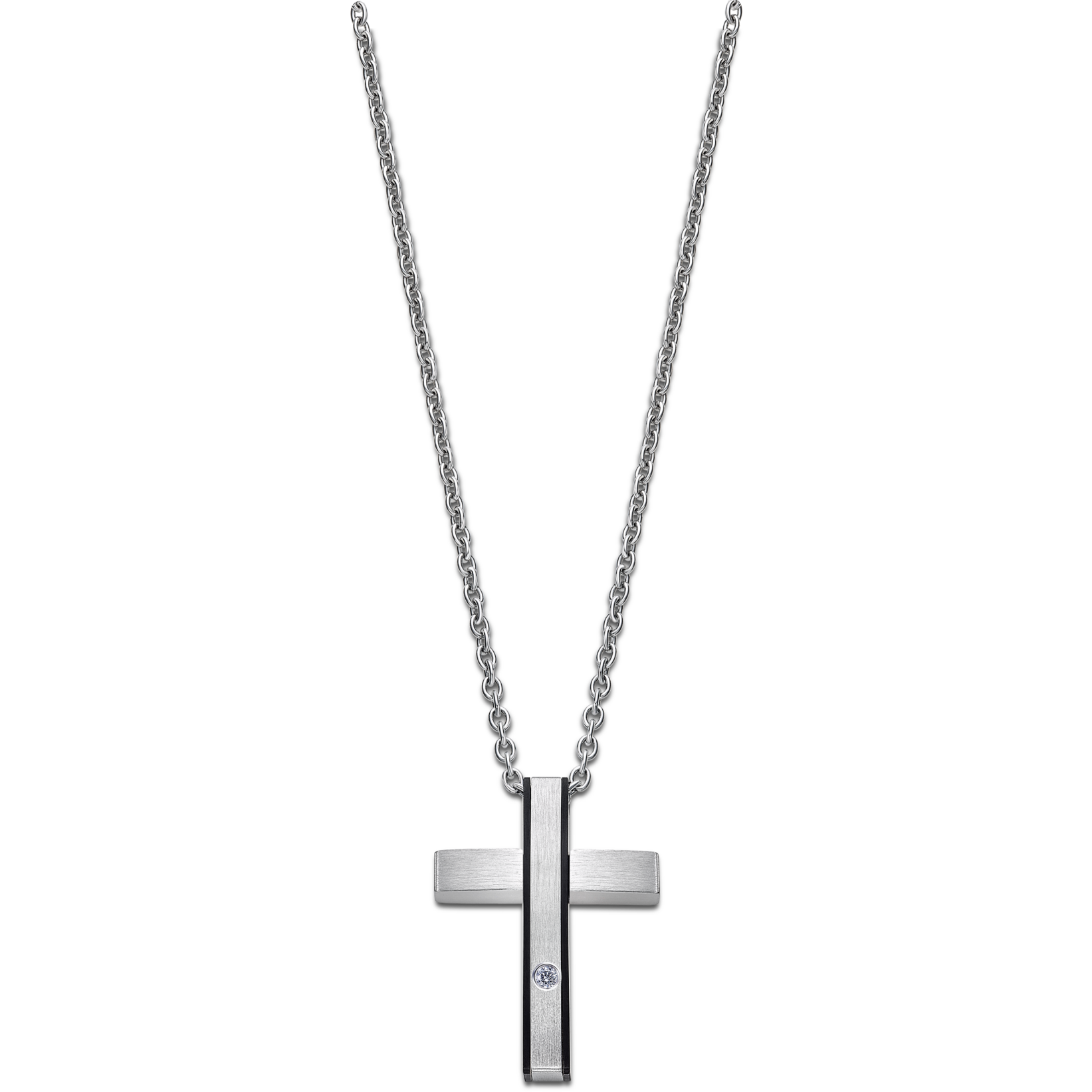 Colar cruz lotus style men in black ls2369-1/1 de aço inoxidável, homem_PRODUCT