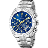 Relógio festina timeless chronograph f20668/2 azul pulsera de 316l de aço inoxidável, homem