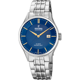 Relógio festina swiss made f20005/3 azul com correia de aço, masculino