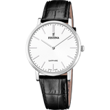 Relógio festina swiss made f20012/1 branco com correia de couro, masculino