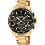 Relógio festina timeless chronograph f20634/5 preto pulseira de aço inoxidável 316l, masculino