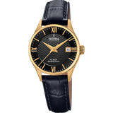 Relógio festina swiss made f20011/4 preto com correia de couro, mulher.