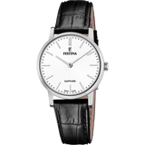 Relógio festina swiss made f20013/1 branco com correia de couro, mulher