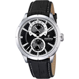 Relógio Festina Retrô F16573/3 Preto com Correia de Couro, Masculino