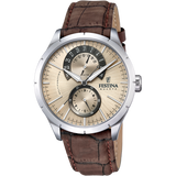 Relógio festina retro f16573/9 creme correia de couro, homem