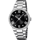 Relógio festina boyfriend f16719/2 preto com correia de aço, para mulher.