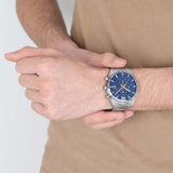 Relógio festina timeless chronograph f16759/5 azul pulseira de aço, homem