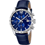 Relógio Festina Timeless Chronograph F16760/3 Azul com Bracelete de Couro, Homem.