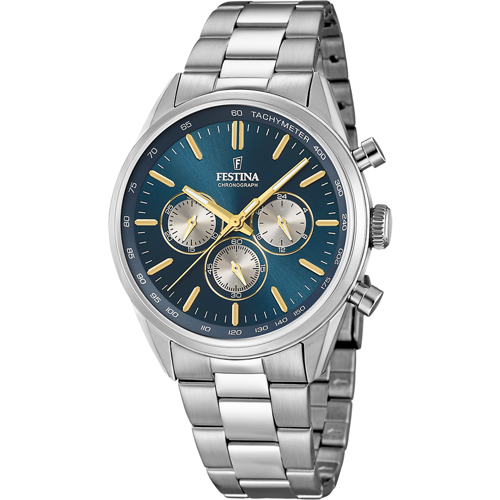 Relógio festina f16820/c azul com correia de aço, masculino_PRODUCT