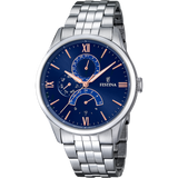 Relógio Festina Retro F16822/3 Azul com Bracelete de Aço, Homem