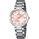 Relógio festina mademoiselle f16936/c rosa com correia de aço, mulher