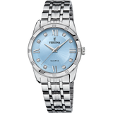 Relógio Festina F16940/E azul com bracelete de aço inoxidável 316L para mulher