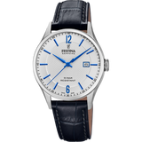 Relógio festina swiss made f20007/2 prateado com pulseira de couro, masculino_PRODUCT