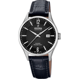 Relógio festina swiss made f20007/4 preto com correia de couro, masculino_PRODUCT