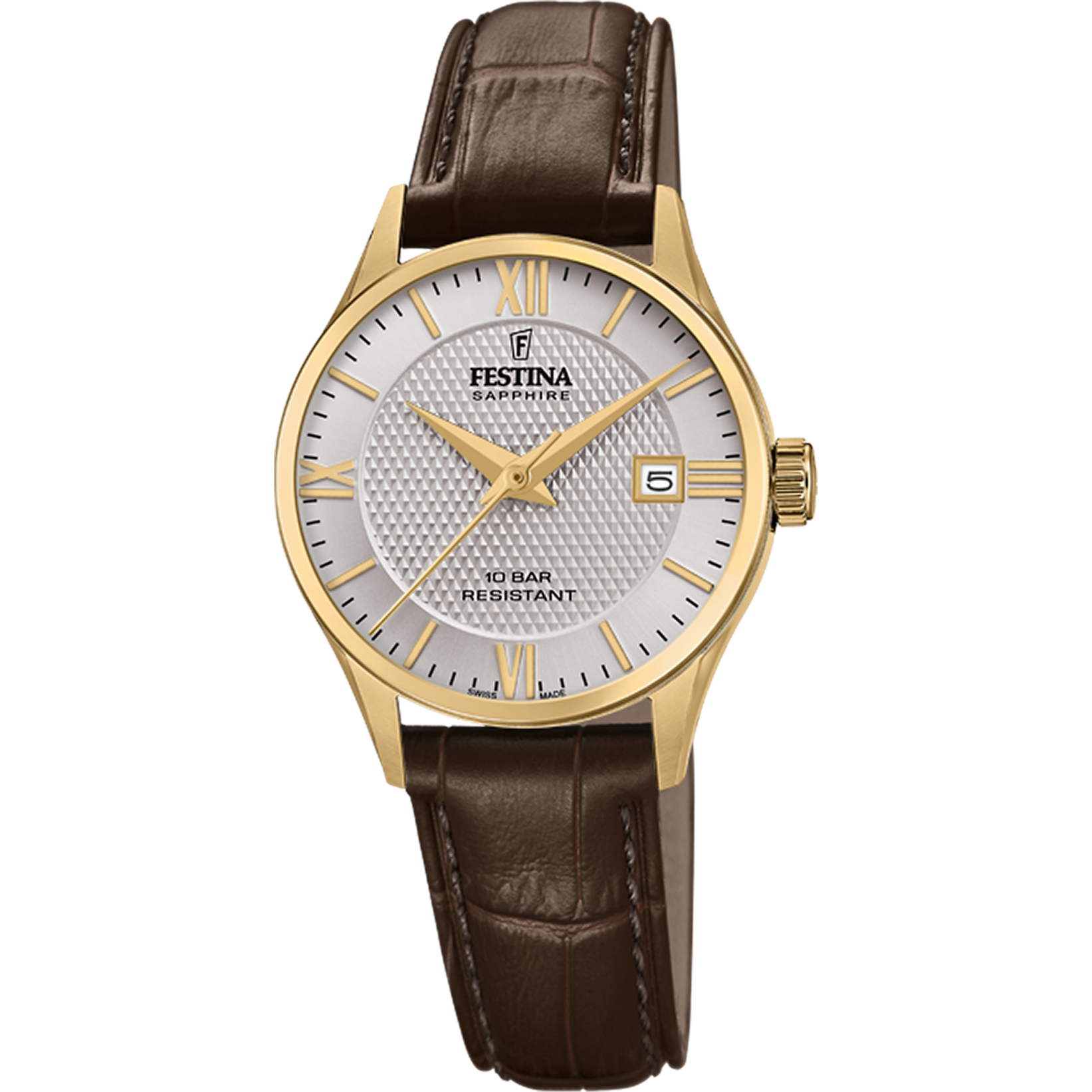 Relógio festina swiss made f20011/2 cinza pulseira de couro, mulher_PRODUCT