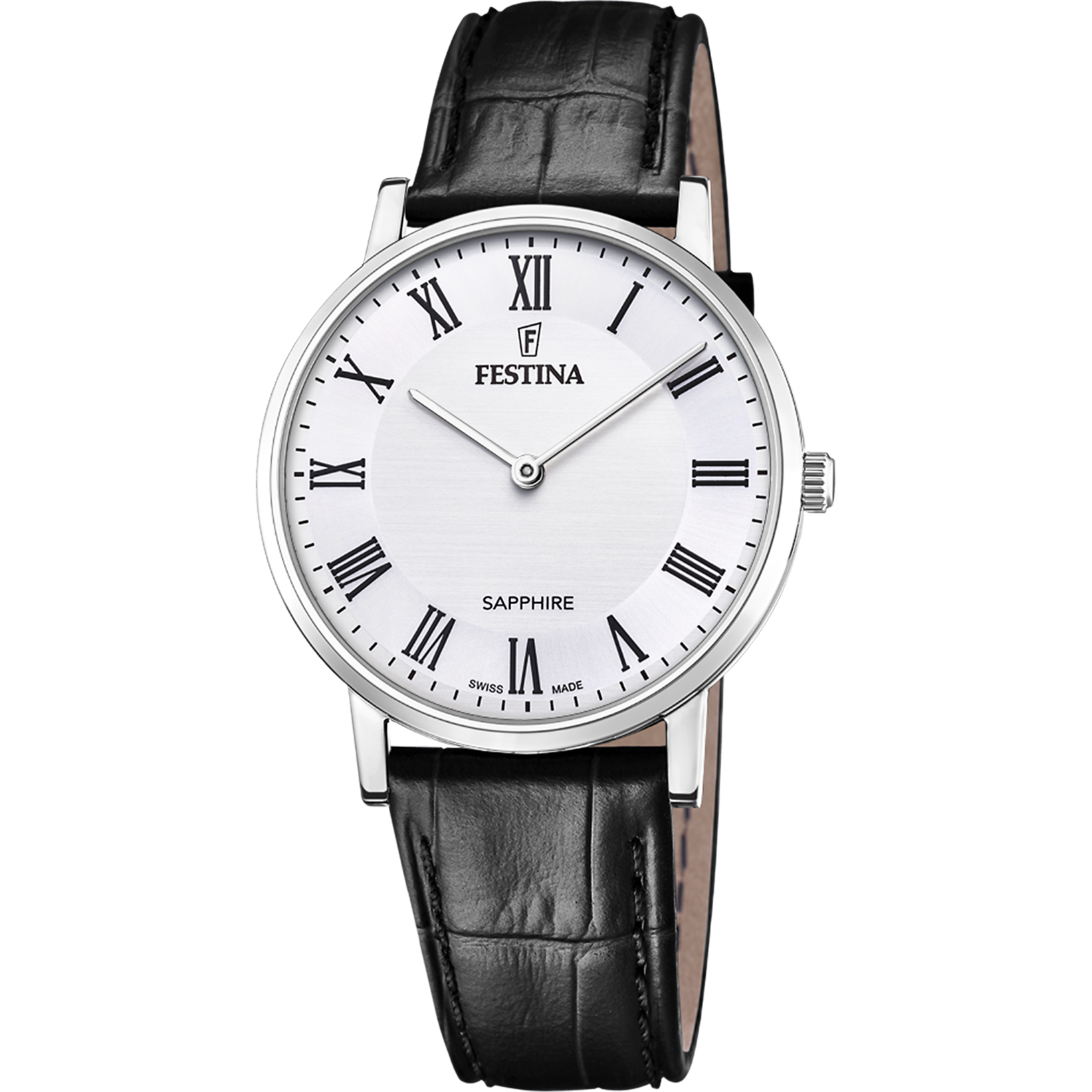 Relógio festina swiss made f20012/2 branco com correia de couro, masculino_PRODUCT